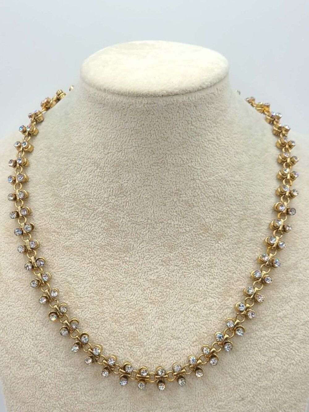 J Crew Clear Prong Set Crystals Gold Tone Necklace Vintage?